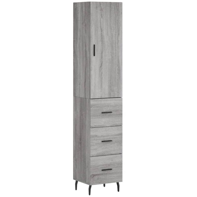 Vidaxl - Credenza Grigio Sonoma 34,5x34x180 cm in Legno Multistrato Grigio