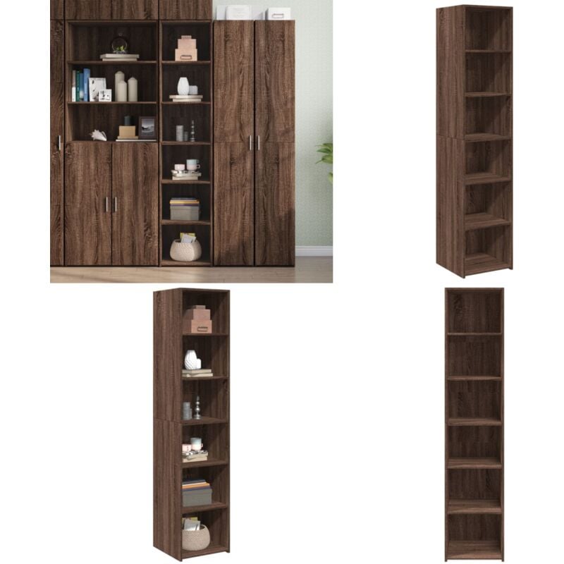 Vidaxl - Buffet haut chêne marron 40x41x185 cm bois d'ingénierie - Buffet Design - Buffet En Bois - Buffet Moderne - Buffet Rangement - Buffet