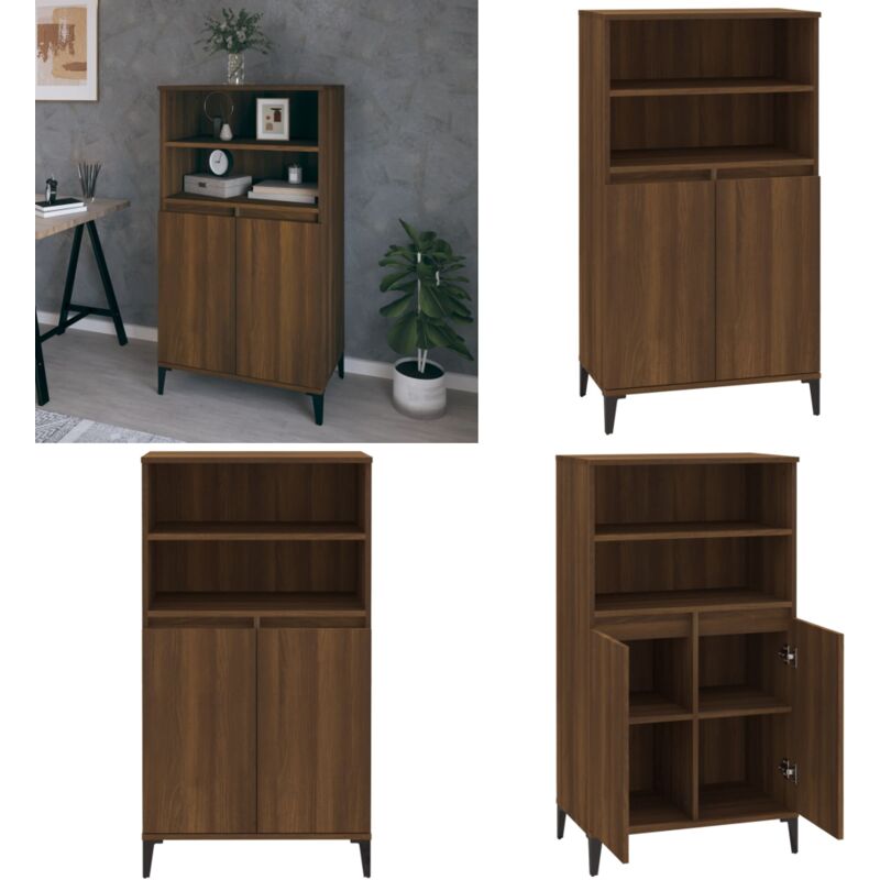 Vidaxl - Buffet haut Chêne marron 60x36x110 cm Bois d'ingénierie - Buffet Design Moderne - Meuble Rangement Cuisine - Commode Entrée - Buffet