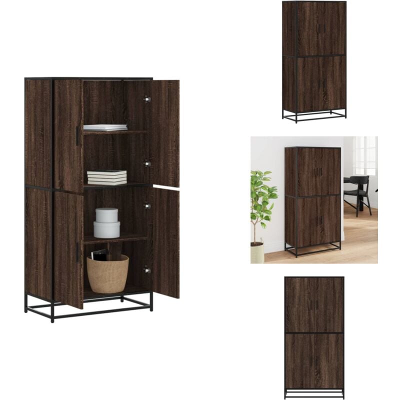 Buffet haut chêne marron 68x35x139 cm bois d'ingénierie - Buffet Haut - Buffets Hauts - Armoire Latérale - Armoire Haute