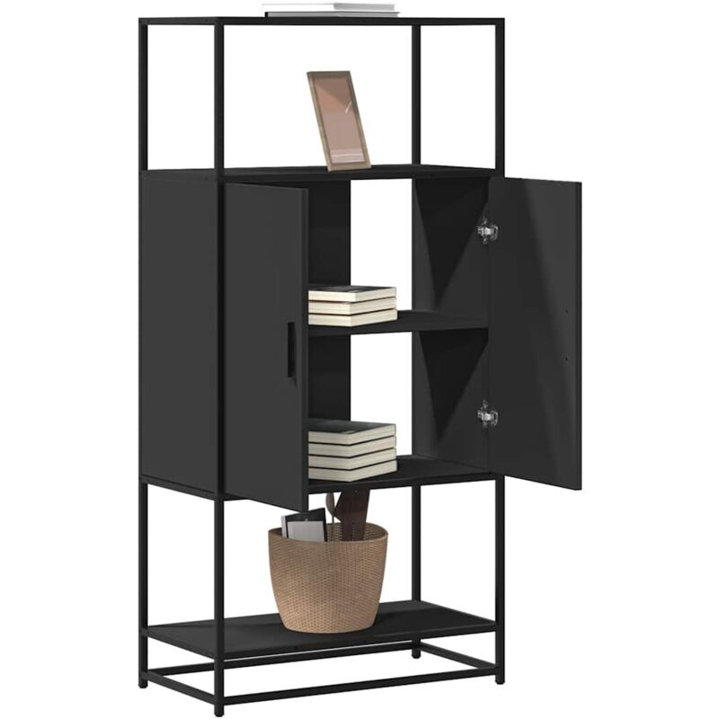 Vidaxl - Buffet haut noir 68x35x139 cm bois d'ingénierie et métal