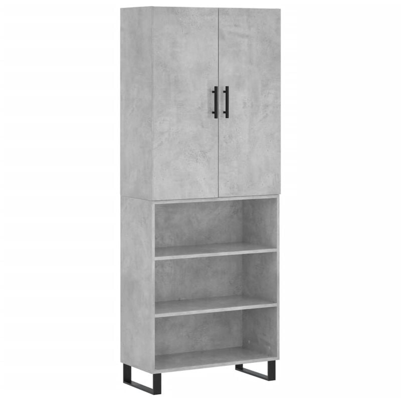 Vidaxl - Buffet haut Gris béton 69,5x34x180 cm Bois d'ingénierie