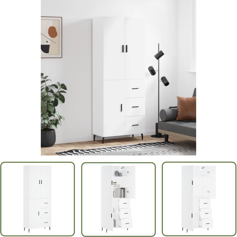 Buffet haut Blanc 69,5x34x180 cm Bois d'ingénierie