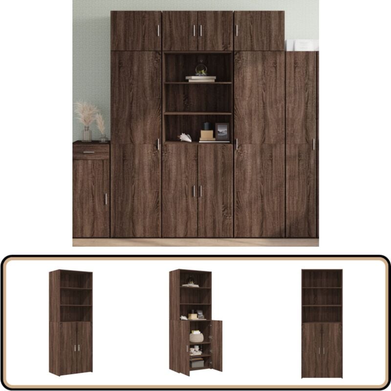Vidaxl - Buffet haut chêne marron 70x42,5x185 cm bois d'ingénierie - Buffet Design Moderne - Buffet Cuisine - Buffet Salon - Meuble Rangement
