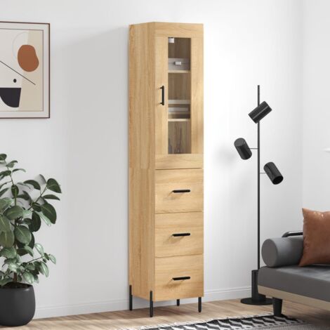 Buffet haut Chêne sonoma 34,5x34x180 cm Bois d'ingénierie - The Living Store