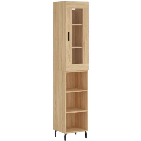 Buffet haut Chêne sonoma 34,5x34x180 cm Bois d'ingénierie vidaXL