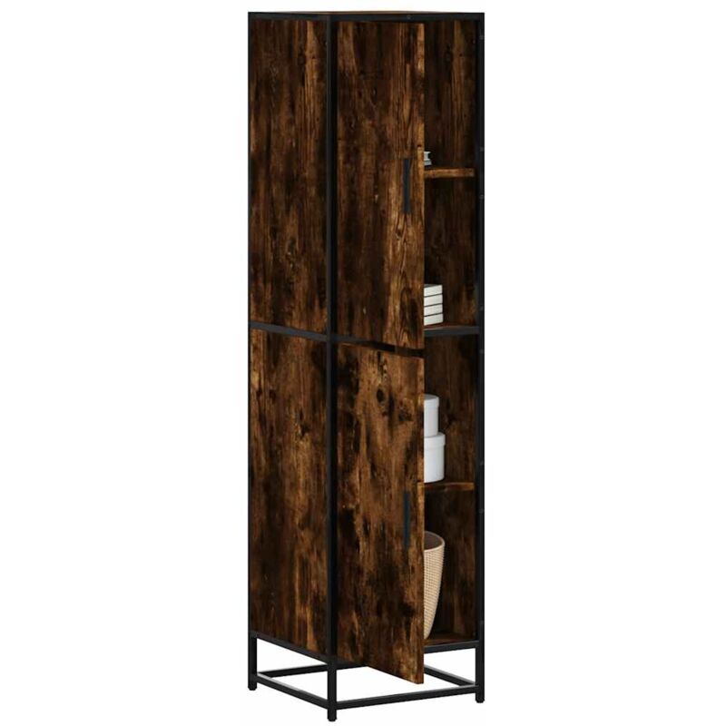Vidaxl - Buffet haut chêne fumé 35,5x35x139 cm bois d'ingénierie métal