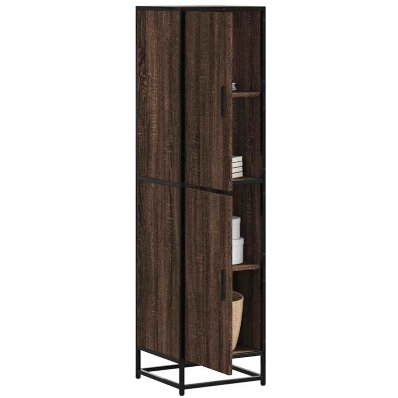 vidaXL Buffet haut chêne marron 35,5x35x139 cm bois d'ingénierie métal
