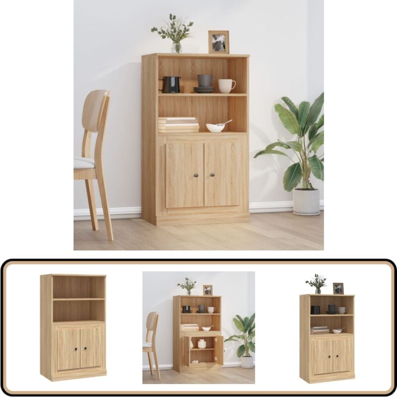 Vidaxl - Buffet haut chêne sonoma 60x35,5x103,5 cm bois d'ingénierie - Buffet Design Moderne - Meuble Rangement Cuisine - Armoire Salon - Commode