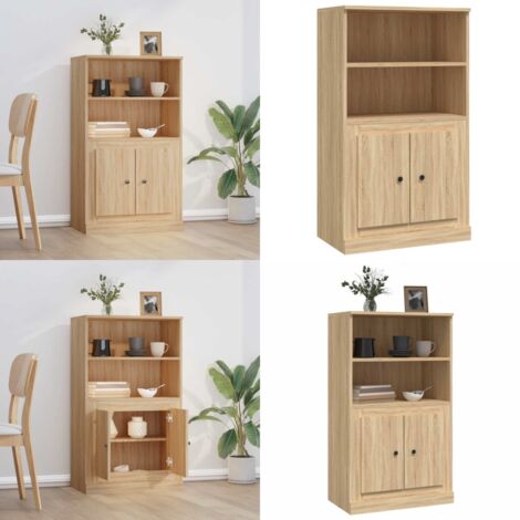 Buffet haut chêne sonoma 60x35,5x103,5 cm bois d'ingénierie - Buffet Design Moderne - Meuble Rangement Cuisine - Armoire Salon - Commode Chambre - Étagère Murale - Home & Living