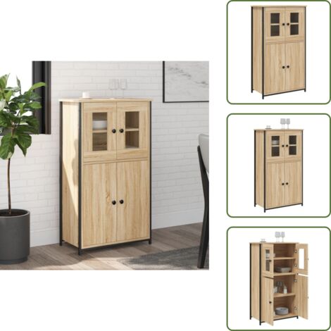 Buffet haut chêne sonoma 62x32x106,5 cm bois d'ingénierie - Buffet Design Moderne - Meuble Rangement - Armoire Cuisine - Commode Salon - Étagère Murale