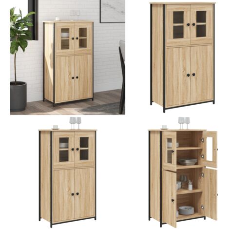 Buffet haut chêne sonoma 62x32x106,5 cm bois d'ingénierie - Buffet Design Moderne - Meuble Rangement - Armoire Cuisine - Commode Salon - Étagère Murale - Home & Living