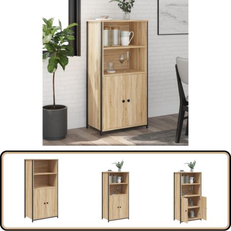 Buffet haut chêne sonoma 62x36x121,5 cm bois d'ingénierie - Buffet Design Moderne - Meuble Rangement - Armoire Cuisine - Commode Salon - Étagère Murale