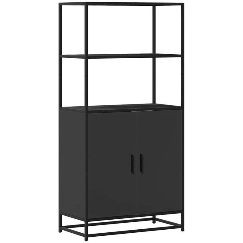 Vidaxl - Buffet haut noir 68x35x139 cm bois d'ingénierie et métal