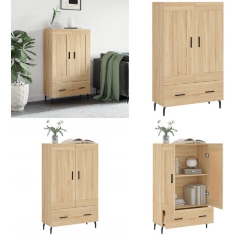 Buffet haut chêne sonoma 69,5x31x115 cm bois d'ingénierie - Buffet bois d'ingénierie - Rangement