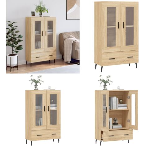 Buffet haut chêne sonoma 69,5x31x115 cm bois d'ingénierie - Buffet bois d'ingénierie - Rangement moderne