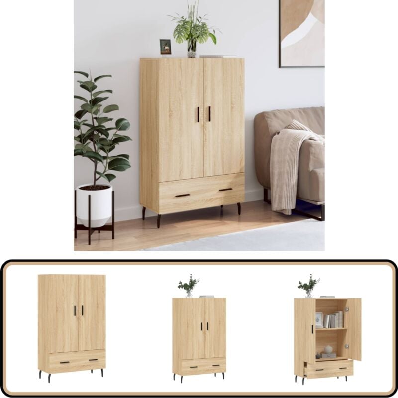 Vidaxl - Buffet haut chêne sonoma 69,5x31x115 cm bois d'ingénierie - Buffet Design Moderne - Meuble Rangement - Armoire Cuisine - Commode Salon