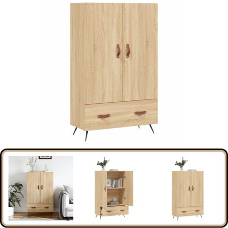 Buffet haut chêne sonoma 69,5x31x115 cm bois d'ingénierie - Buffet Design Moderne - Meuble Rangement - Armoire Cuisine - Commode Salon - Étagère Murale