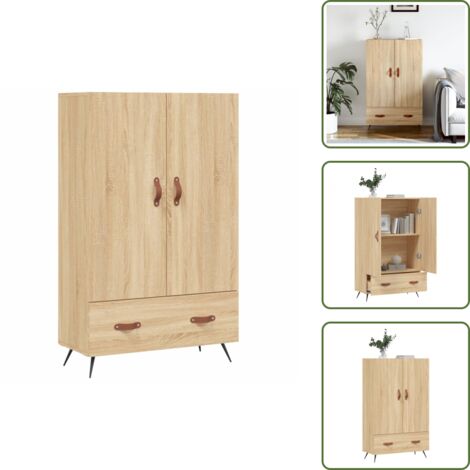 Buffet haut chêne sonoma 69,5x31x115 cm bois d'ingénierie - Buffet Design Moderne - Meuble Rangement - Armoire Cuisine - Commode Salon - Étagère Murale