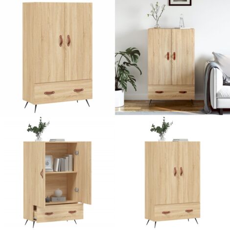 Buffet haut chêne sonoma 69,5x31x115 cm bois d'ingénierie - Buffet Design Moderne - Meuble Rangement - Armoire Cuisine - Commode Salon - Étagère Murale - Home & Living