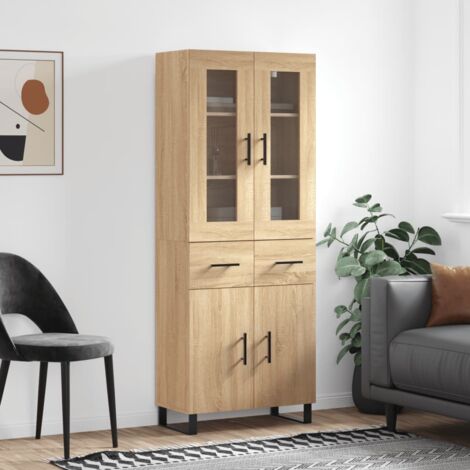 Buffet haut Chêne sonoma 69,5x34x180 cm Bois d'ingénierie vidaXL