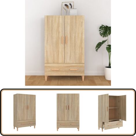Buffet haut Chêne sonoma 70x31x115 cm Bois d'ingénierie - Buffet - Meuble De Rangement - Commode - Meuble De Salon - Bois D'ingénierie