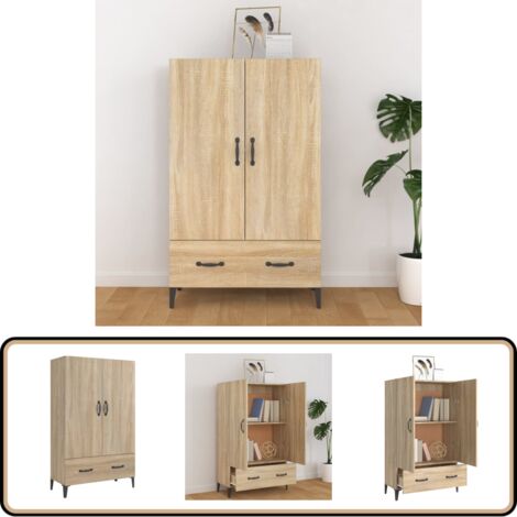 Buffet haut Chêne sonoma 70x31x115 cm Bois d'ingénierie - Buffet - Meuble De Rangement - Commode - Meuble Salon - Bois D'ingénierie