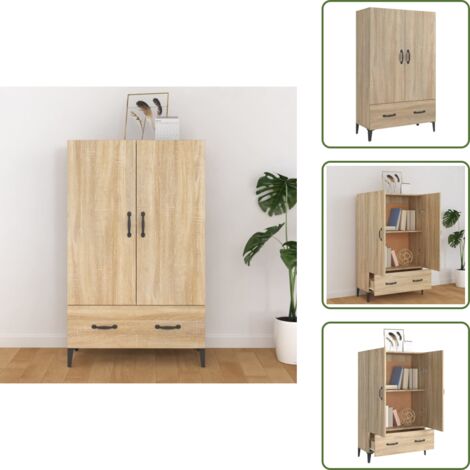 Buffet haut Chêne sonoma 70x31x115 cm Bois d'ingénierie - Buffet - Meuble De Rangement - Commode - Meuble Salon - Bois D'ingénierie
