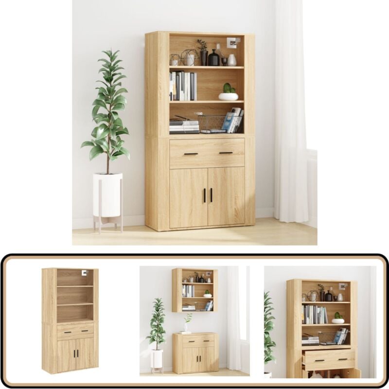 Vidaxl - Buffet haut Chêne sonoma Bois d'ingénierie - Buffet Design - Buffet Moderne - Buffet En Bois - Buffet Rangement - Buffet Mural