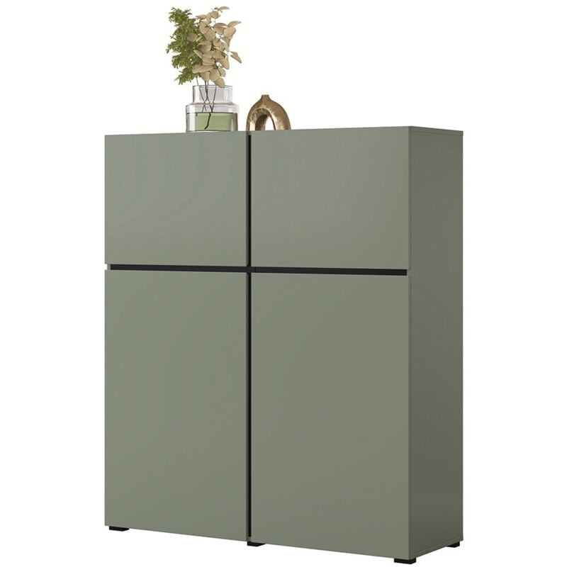 Buffet haut coloris vert sauge L120xH140xP40 collection havana. Bahut haut design avec 4 portes.