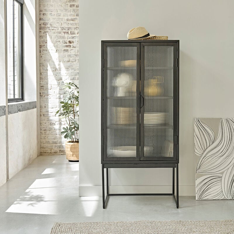 Buffet en métal et verre onduré 70 cm