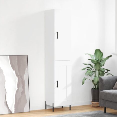 Buffet haut, Enfilade, Armoire de cuisine Blanc 34,5x34x180 cm Bois d'ingénierie WFE763507 DESIGN IN