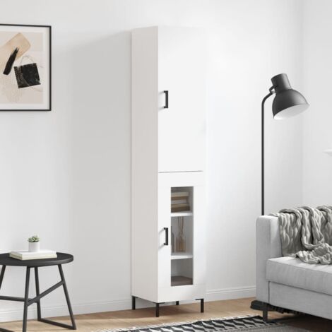 Buffet haut, Enfilade, Armoire de cuisine Blanc 34,5x34x180 cm Bois d'ingénierie WFE841944 DESIGN IN