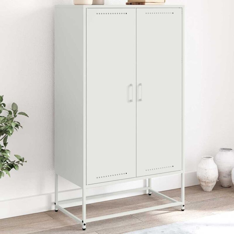 Buffet haut, Enfilade, Armoire de cuisine blanc 68,5x38,5x123,5 cm acier WFE709075 DESIGN IN