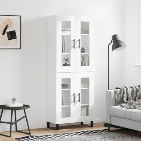 Buffet haut, Enfilade, Armoire de cuisine Blanc 69,5x34x180 cm Bois d'ingénierie WFE277093 DESIGN IN
