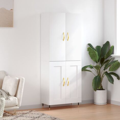 Buffet haut, Enfilade, Armoire de cuisine Blanc 69,5x34x180 cm Bois d'ingénierie WFE769037 DESIGN IN