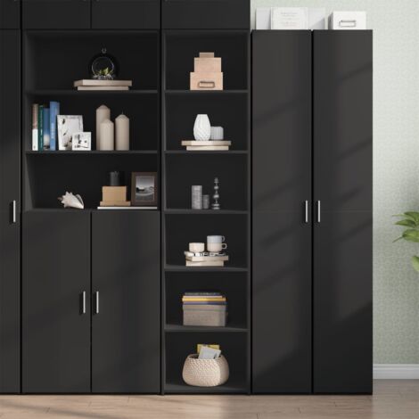 Buffet haut, Enfilade, Armoire de cuisine noir 45x41x185 cm bois d'ingénierie WFE965689 DESIGN IN