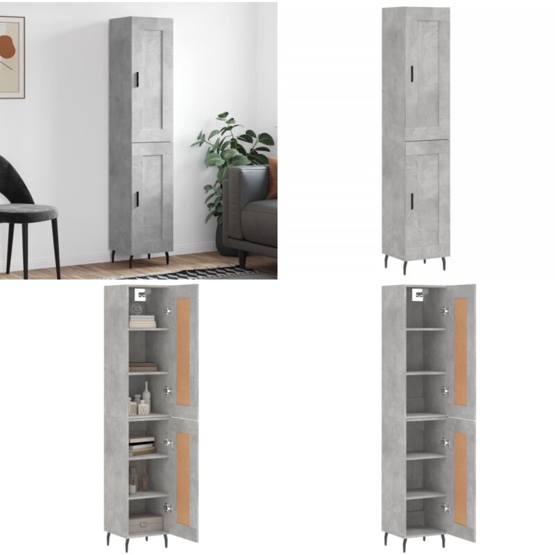 Vidaxl - Buffet haut Gris béton 34,5x34x180 cm Bois d'ingénierie - Buffet Design Moderne - Meuble Rangement Gris - Armoire Cuisine - Buffet Bas Prix