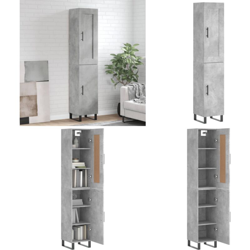 Vidaxl - Buffet haut Gris béton 34,5x34x180 cm Bois d'ingénierie - Buffet Design Moderne - Meuble Rangement Gris - Armoire Cuisine - Buffet Bas Prix