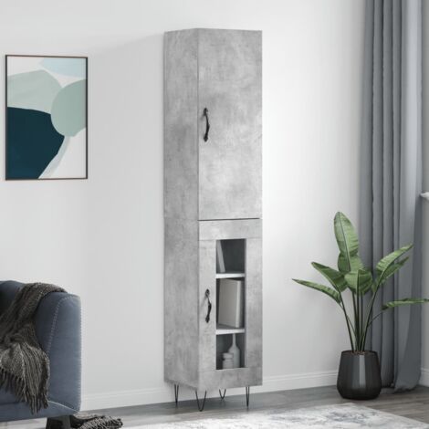 Buffet haut Gris béton 34,5x34x180 cm Bois d'ingénierie vidaXL