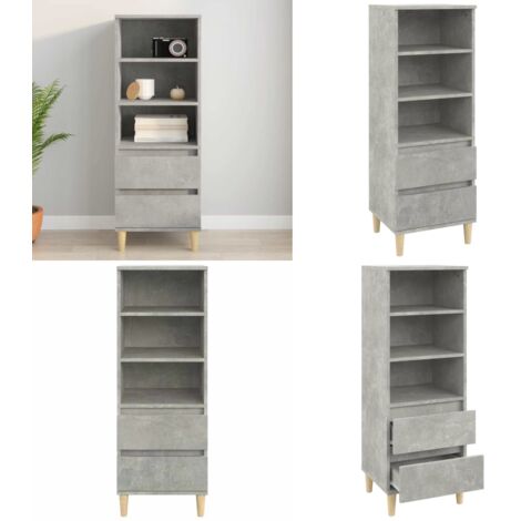 Buffet haut Gris béton 40x36x110 cm Bois d'ingénierie - Buffet - Armoire - Meuble De Rangement - Mobilier Gris - Meuble Design - Home & Living