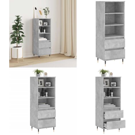 Buffet haut Gris béton 40x36x110 cm Bois d'ingénierie - Buffet Design Industriel - Meuble Rangement Gris - Buffet Cuisine - Buffet Salon - Buffet Contemporain - Home & Living