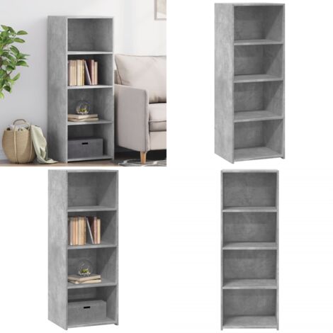 Buffet haut gris béton 45x41x124 cm bois d'ingénierie - Buffet Design Intemporel - Meuble Rangement Cuisine - Commode Gris - Buffet Haut - Mobilier Salon - Home & Living