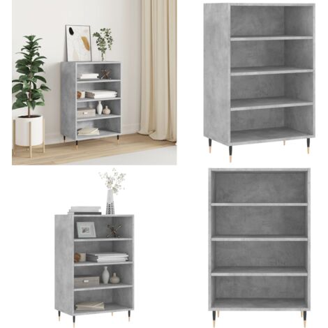Buffet haut gris béton 57x35x90 cm bois d'ingénierie - Buffet Design Moderne - Meuble Rangement Cuisine - Armoire Ouverte - Étagère Murale - Mobilier Salon - Home & Living