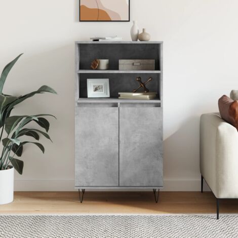 Buffet haut Gris béton 60x36x110 cm Bois d'ingénierie vidaXL