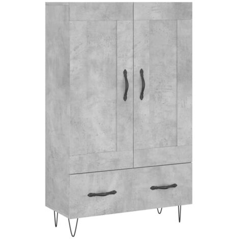 Buffet haut gris béton 69,5x31x115 bois d'ingénierie