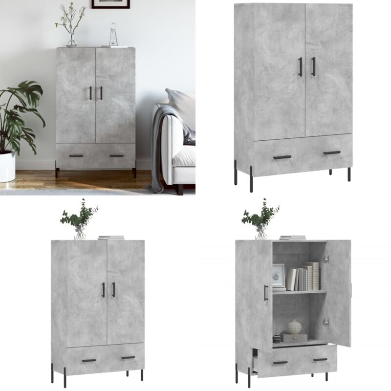Vidaxl - Buffet haut gris béton 69,5x31x115 cm bois d'ingénierie - Buffet Design Moderne - Meuble Rangement - Armoire Grise - Buffet Cuisine