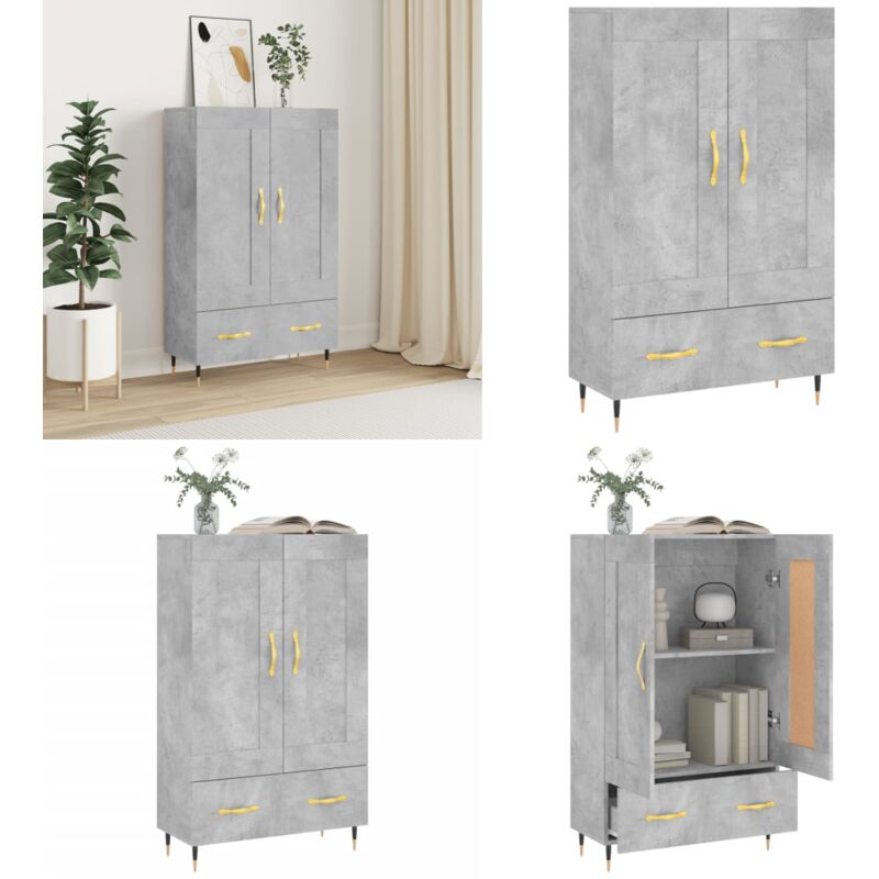 Vidaxl - Buffet haut gris béton 69,5x31x115 cm bois d'ingénierie - Buffet Design Moderne - Meuble Rangement Cuisine - Armoire Murale - Commode Salon