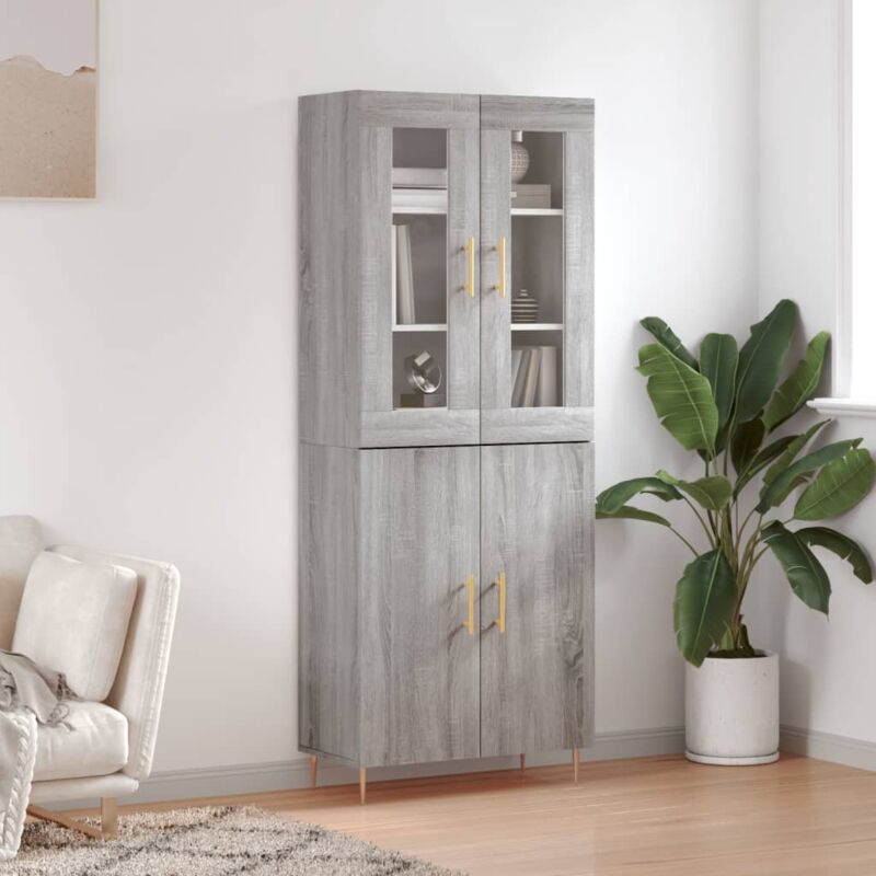Jinlefu - Buffet haut Sonoma gris 69,5x34x180 cm Bois d'ingénierie