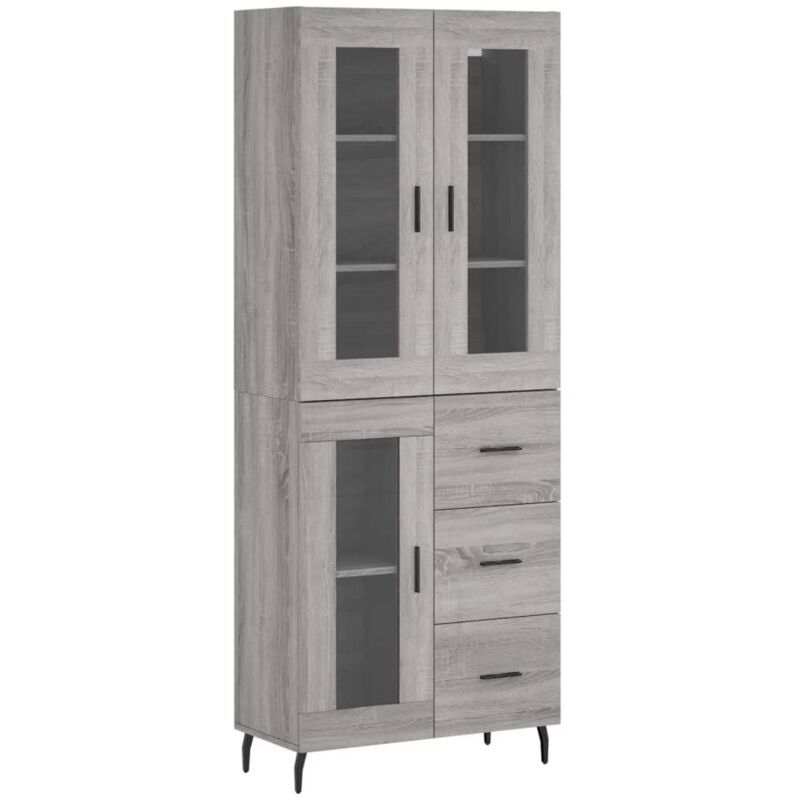 Jinlefu - Buffet haut Sonoma gris 69,5x34x180 cm Bois d'ingénierie vidaXL